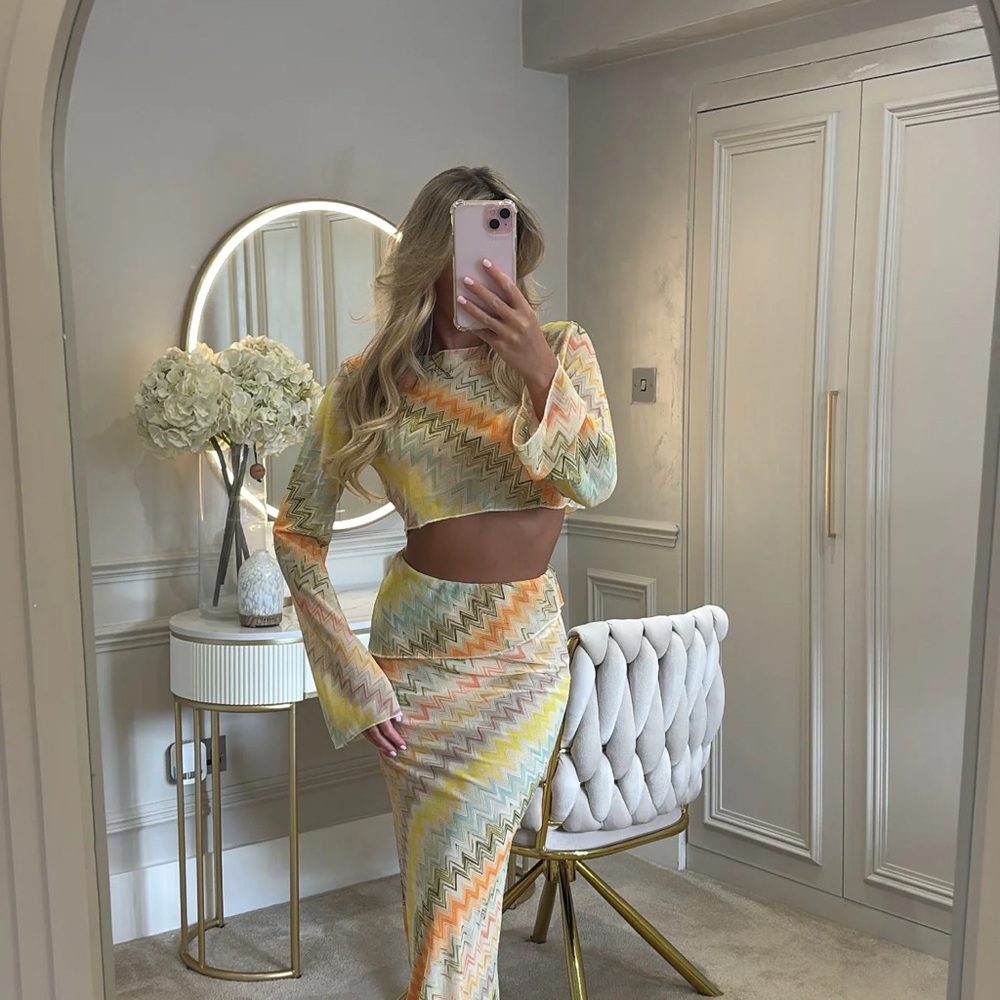 Multicolor Chevron Maxi Skirt and Top Set